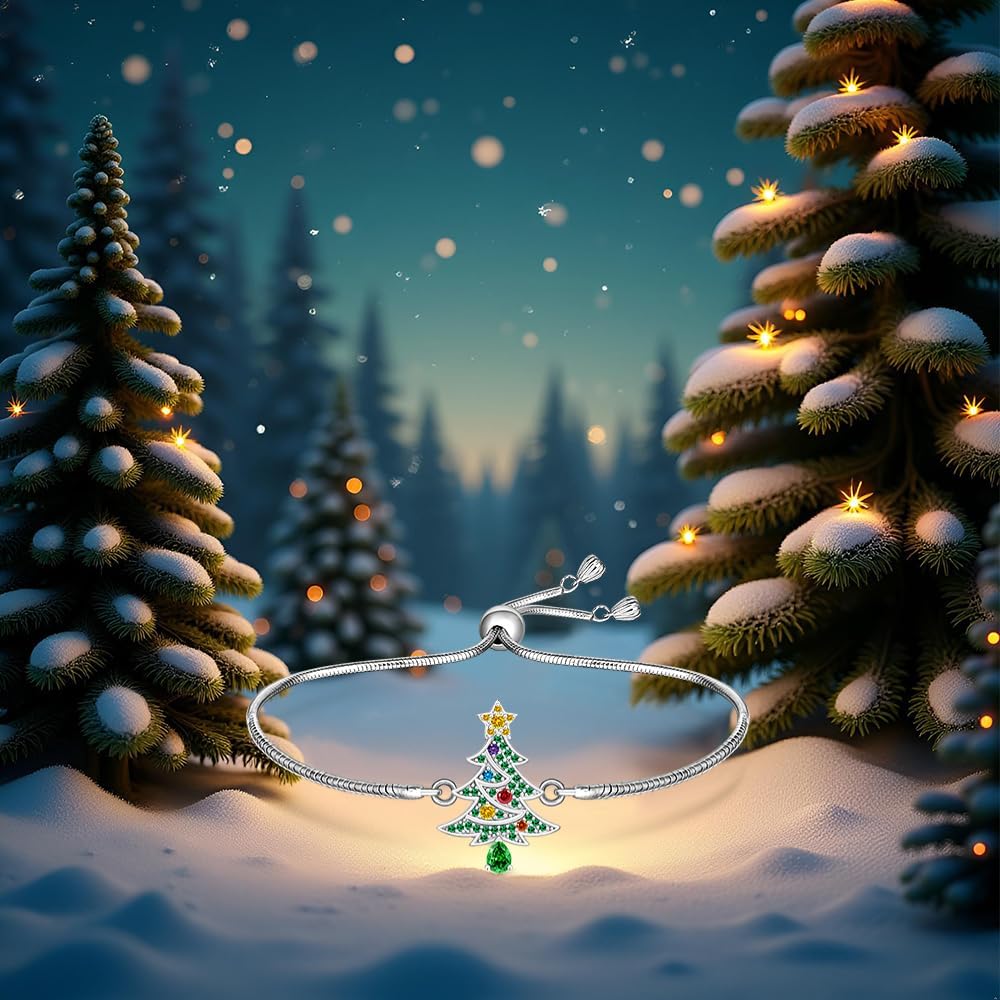 Christmas Tree Bracelet for Women S925 Sterling Silver Christmas Jewelry Colorful Tree X-Mas Gifts for Mom - Image 8