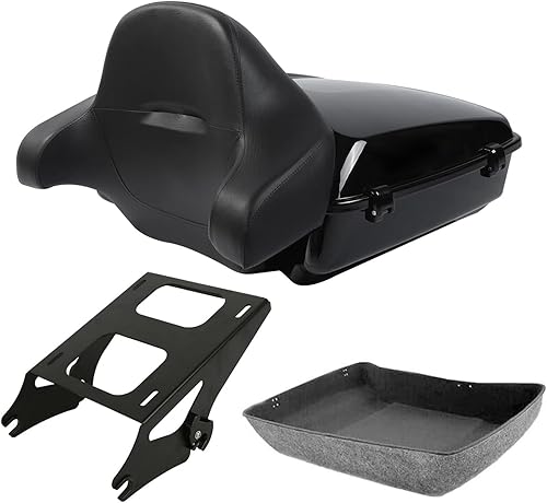 Vivid Black - Paquete de respaldo de maletero desmontable de dos piezas para Harley Tour Pack Pak Touring Street Glide 14-21 Road King, Road Glide,