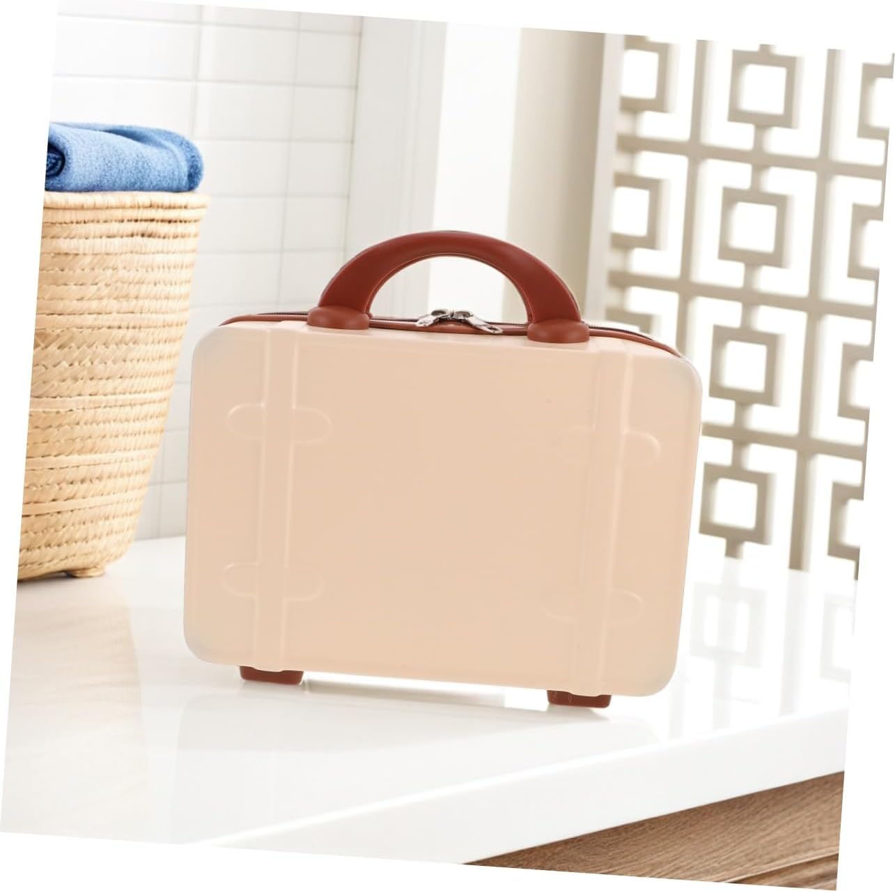 VICASKY Vintage Makeup Case Mirror Extra Travel Makeup Bag for Women Portable Mini Suitcase Storage for Beauty Essentials