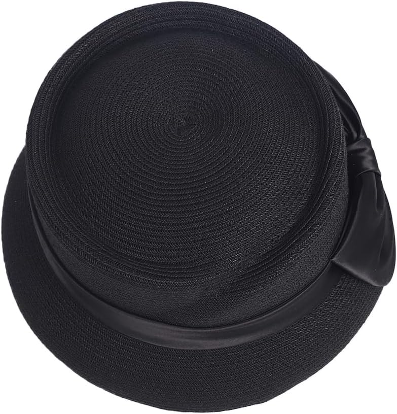 Women's Floppy Straw Sun Hat - Elegant Foldable Cloche Beach Hat for Summer,Wedding,Church,Travel & Tea Party with Bow Ribbon