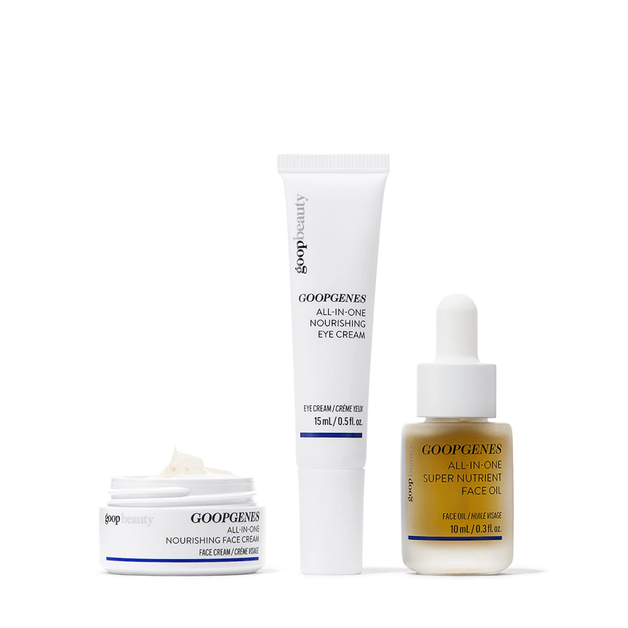 goop GOOPGENES All-in-One Nourishing Skincare Kit - Travel-Sized 3-Step Skin Routine - Face Oil, Eye