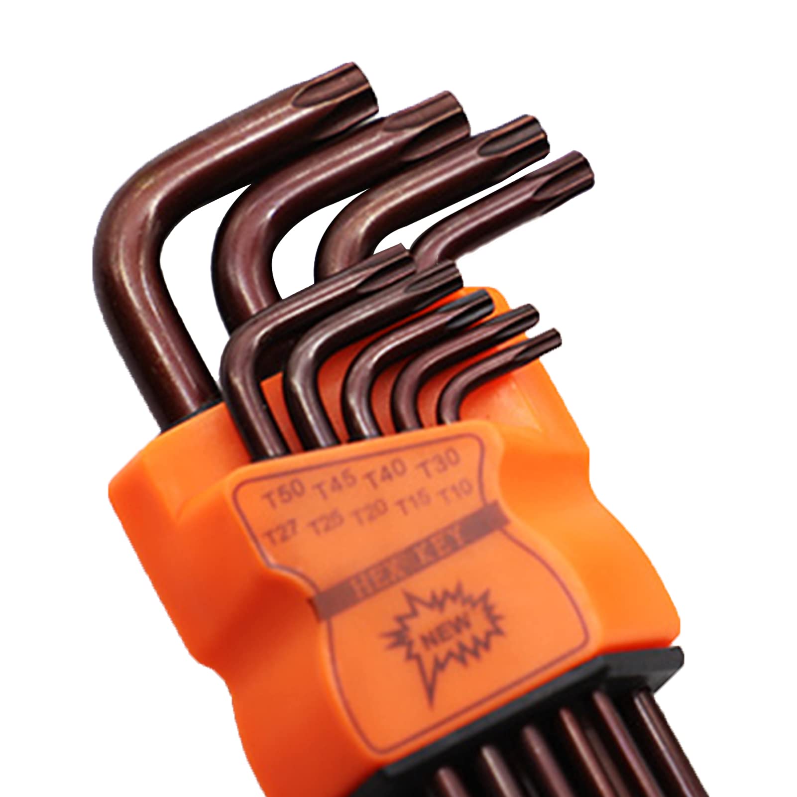 Zestaw kluczy imbusowych Torx, podstawowy, 9 szt., w kształcie litery L, długa głowica kulowa, zestaw kluczy imbusowych, zestaw kluczy Torx, do konserwacji domu, DIY, Torx, brązowy