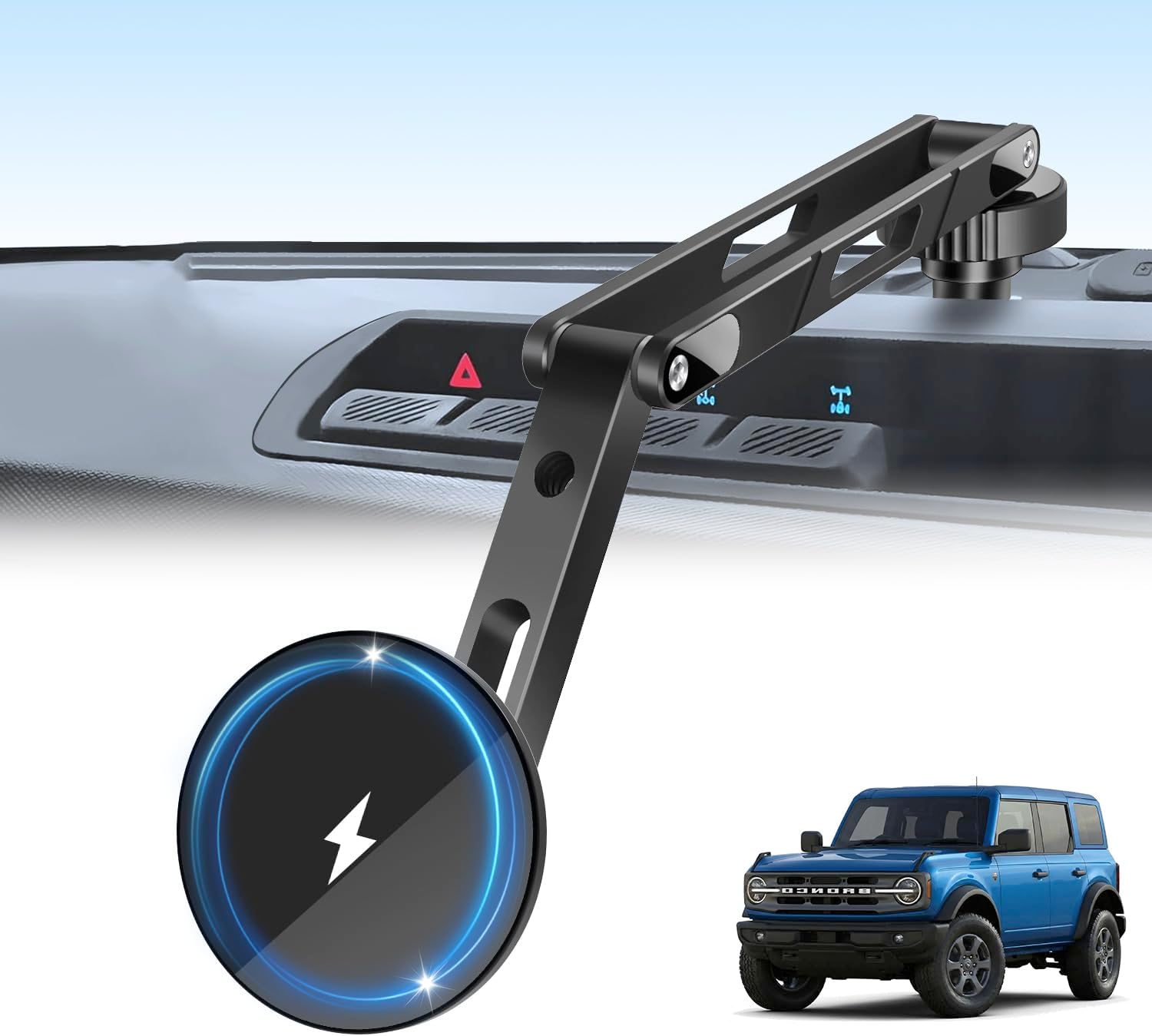 Magnetic Phone Mount for Ford Bronco 2021-2026 2/4 Door, Aluminum Alloy Phone Holder, MagSafe Phone Mount for iPhone 12-17 Series, for Ford Bronco Accessories, OEM Screws Dash Mount Install