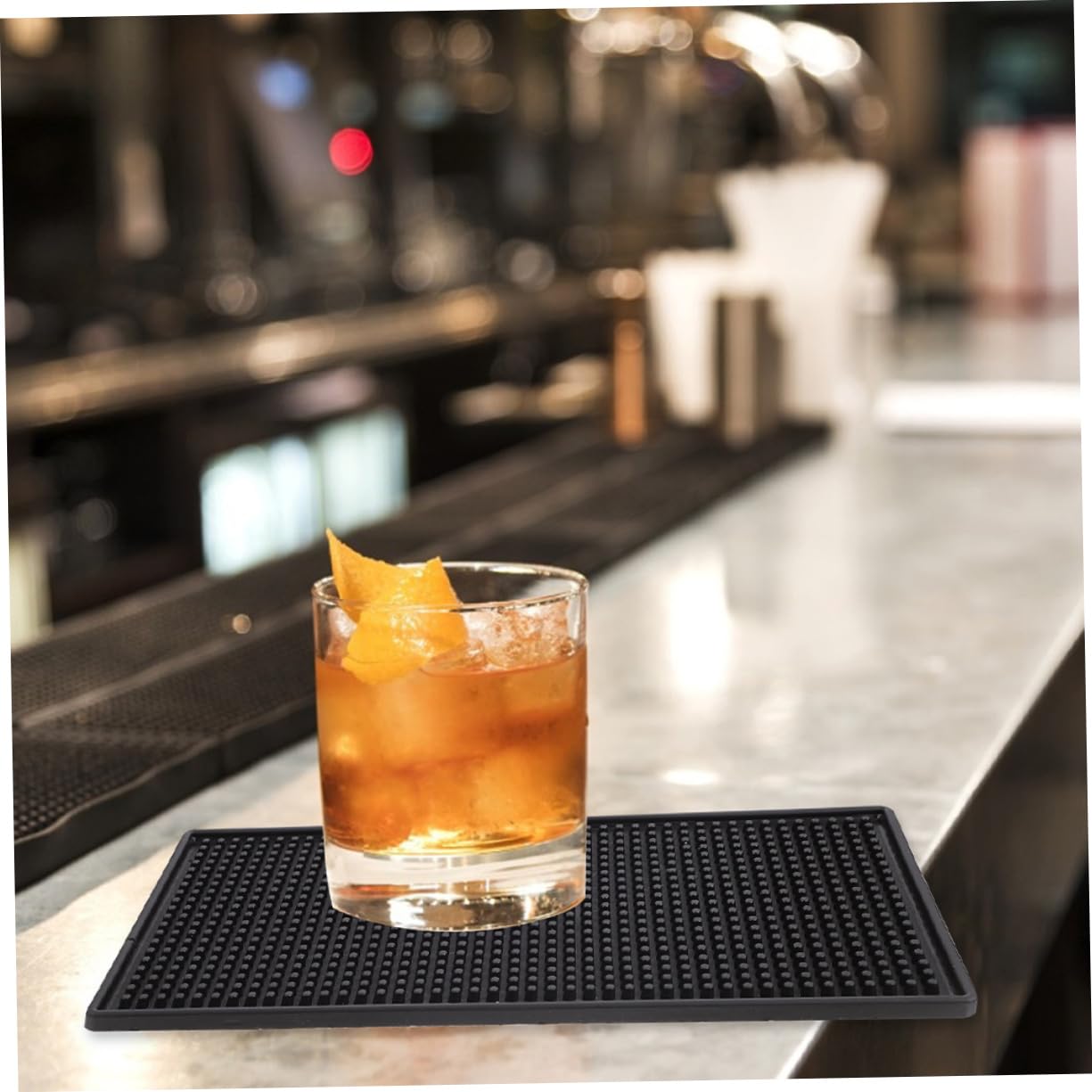 Tappetino da Bar Antiscivolo 2 Pezzi in Pvc e Silicone Nero | Spesso e Resistente, Pratico da Riporre, per Bancone e Superfici da Caffè