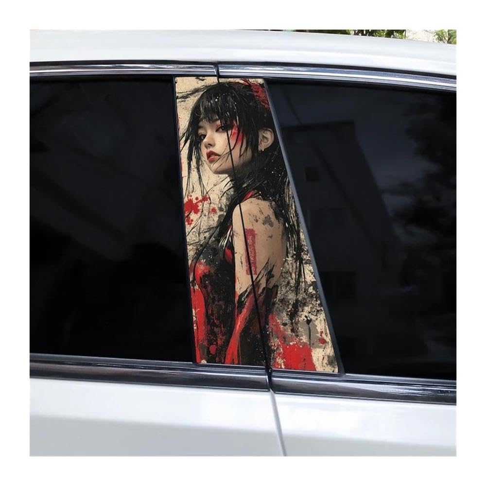 Decorative Items 2pcs Masks Female Samurai Car B-Pillar Waterproof Decal(D)