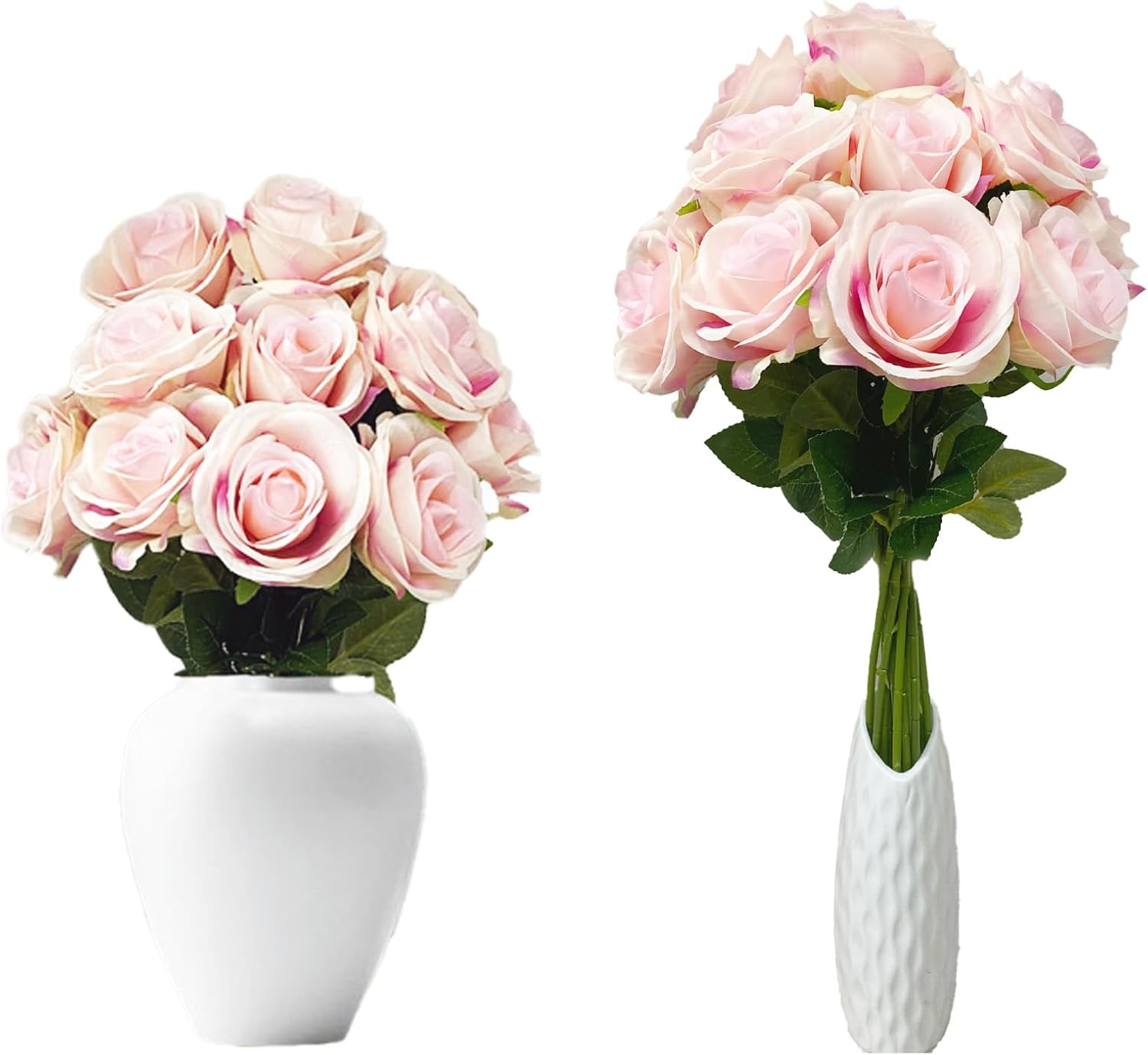 12 PCS Rose Artificial Silk Flowers, Fake Roses with Long Stems Realistic Faux Rose Flower Bouquets for Home Wedding Decoration Party-Gradient Pink - Image 6