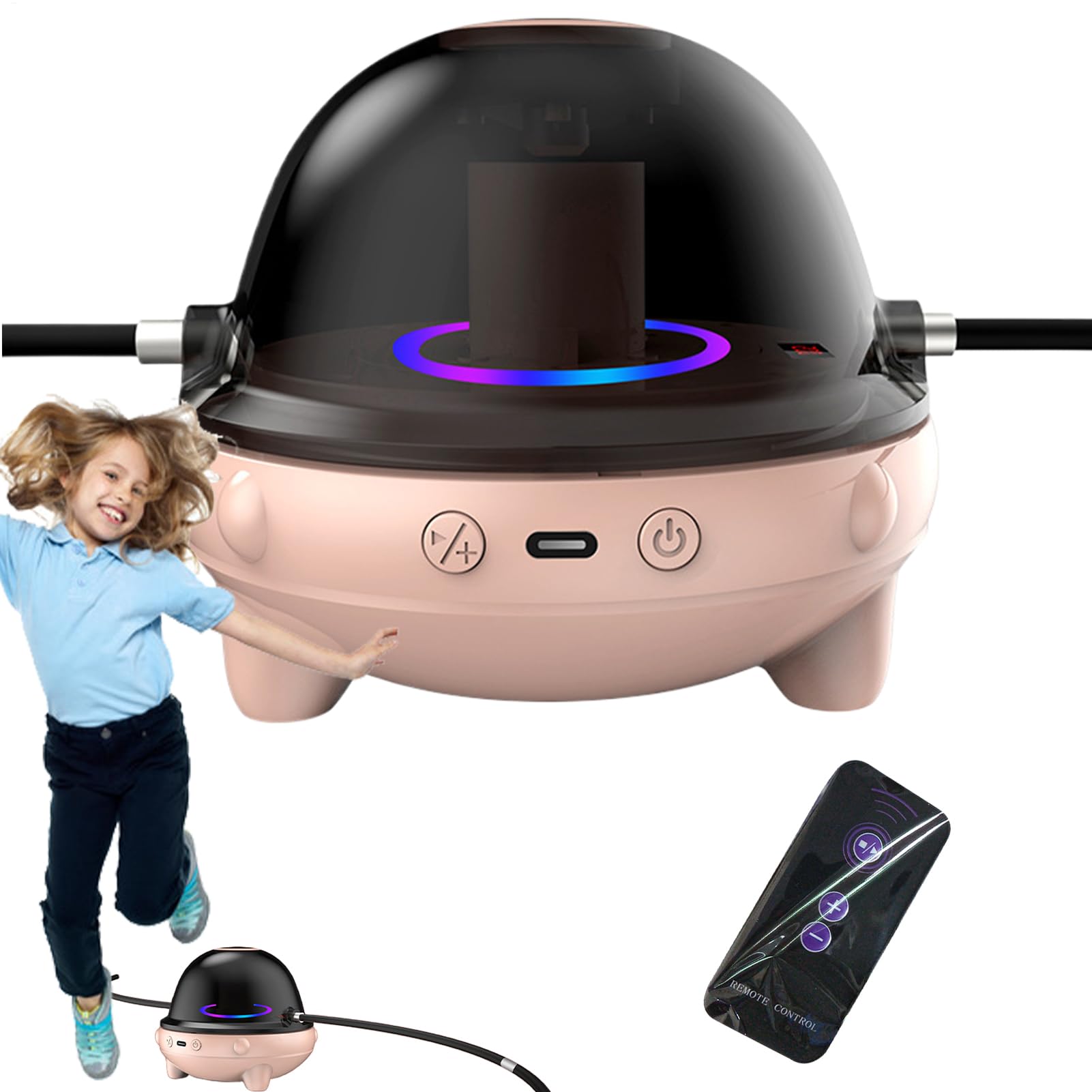 Machine à sauter automatique à corde, compteur de musique pour fitness – Machine à sauter à corde télécommandée avec 10 vitesses réglables pour l'entraînement, le yoga, le fitness