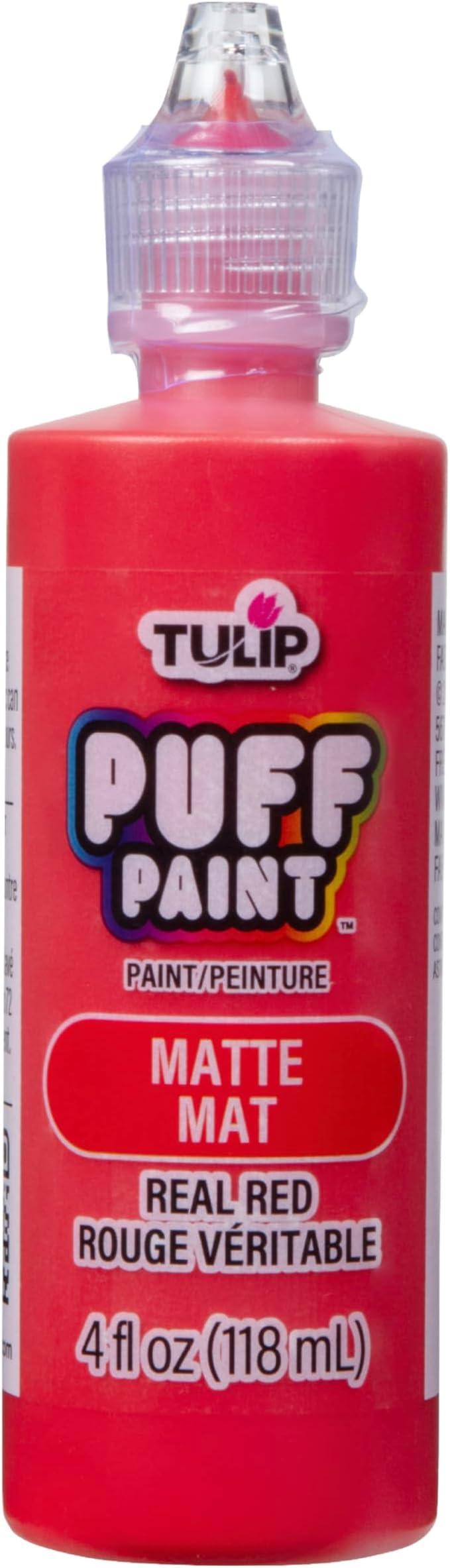 Tulip Puff Fabric Paint Matte Finish , Permanent Craft Paint for Clothes, DIY Projects, Notoxic, 4 fl oz, Real Red