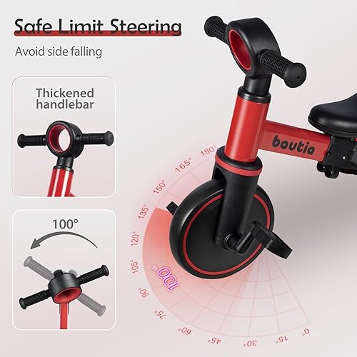 Miniatura 5 de Triciclo para niños pequeños de 1 a 3, bicicleta de equilibrio 4 en 1 para bebés de 1 a 2 años, regalo de bicicleta para niños con pedales extraíbles