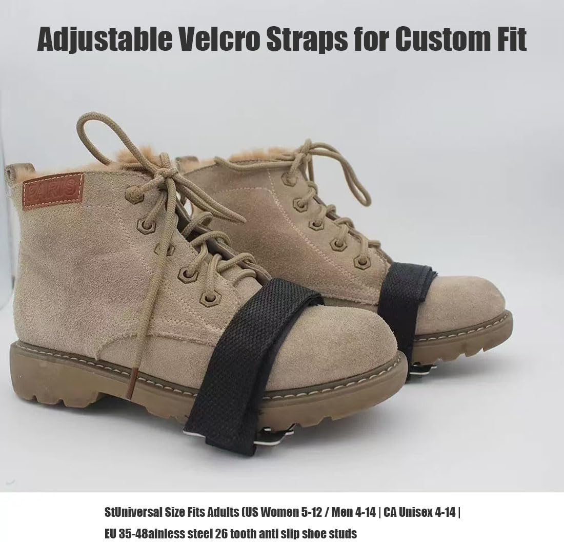 26-Point Ice Cleats for Shoes - Universal Anti-Slip Snow Traction Grips for Men, Women & Seniors | Ice Fishing, Hiking, Walking Safety