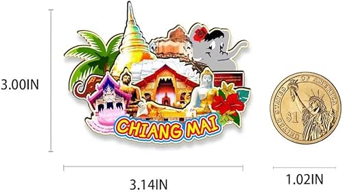 Miniatura 3 de Chiang Mai Tailandia imán de nevera de madera 3D monumentos de viaje coleccionables recuerdos decoración hecha a mano - 2