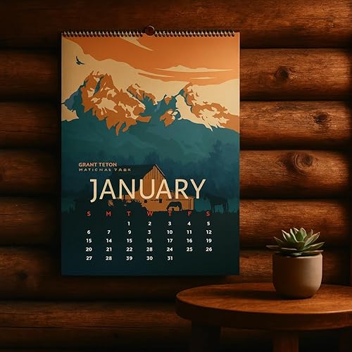 Miniatura 4 de Herzii Prints Calendario de Parques Nacionales 2026-16,5x11,8 pulgadas, encuadernado en espiral con percha, calendario de pared