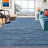 SISOSU Cotton Area Rug - Carpets Suitable for Living Room, Bedroom, Dining Room, Home Décor - Handcrafted Traditional Rugs - Non-Skid - Chindi Cotton Rag - 8’ x 10’ - Denim