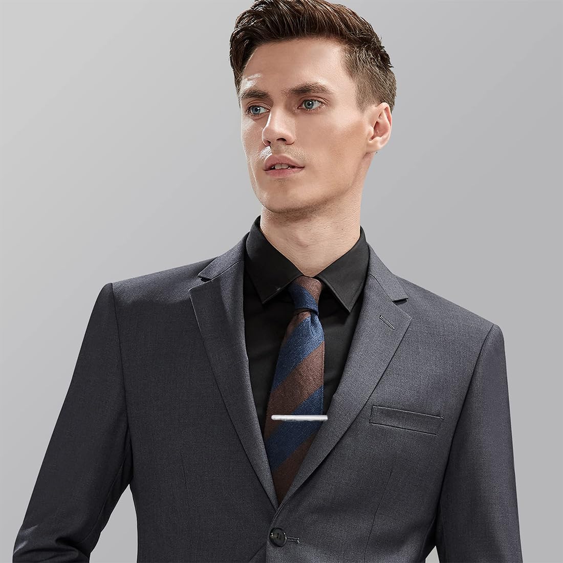 JEYORZY Fermacravatta Uomo Argento per Occasioni Speciali e Abbigliamento Quotidiano，Perfetto per San Valentino, Natale, Matrimoni e Meeting
