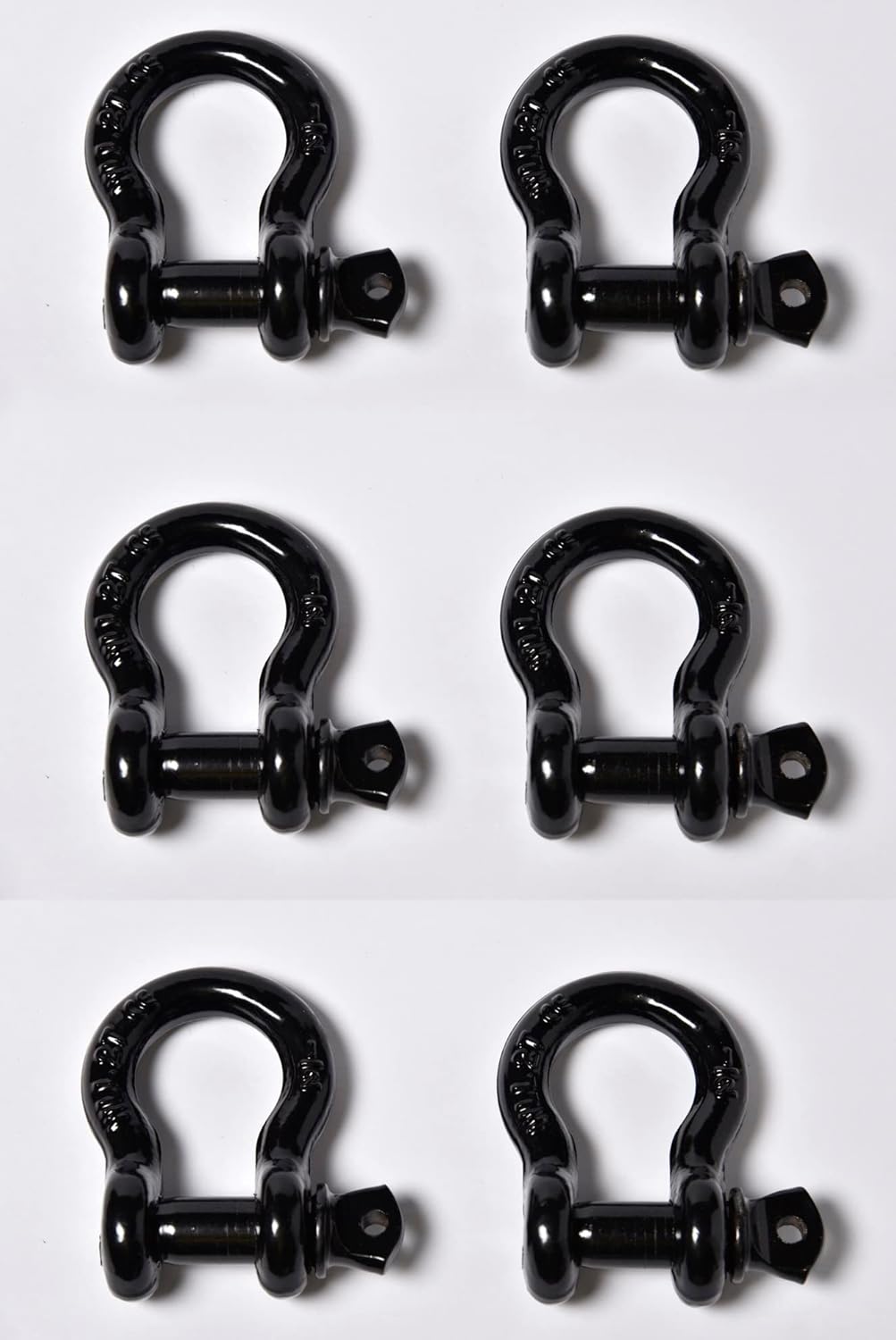6 Pack Black Rigging 1/2" Bow Shackles D Ring Rugged 10 Ton 22,000 Lbs Breaking Strength, WLL 2 Ton 4400 lbs w 5/8'' Pin Clevis Screw Heavy Duty f Marine Boat Anchor ATV UTV Recovery