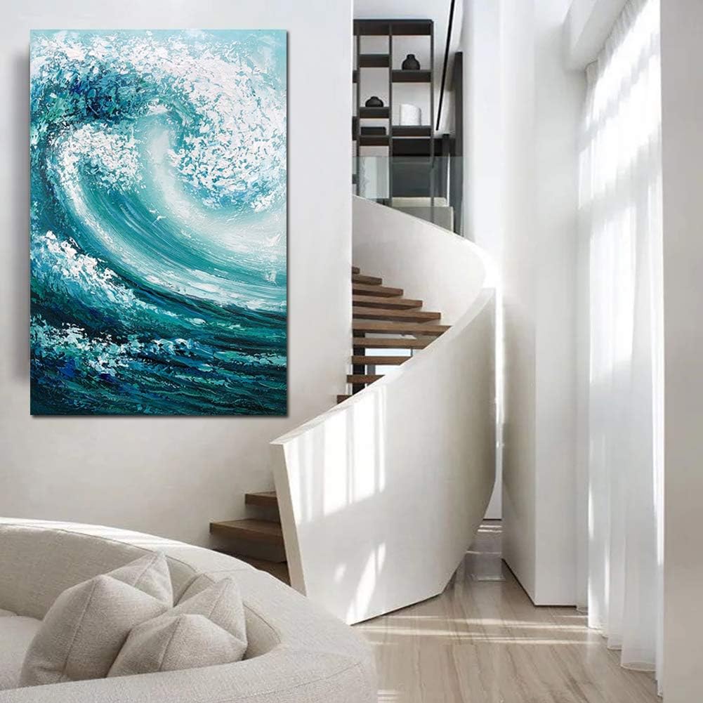 Super Sale 🛒 Metuu Oil Paintings, 24x36 Inch Sea Picture Texture Palette Knife Paintings Modern Home Decor Wall Art Painting Teal Ocean Wave Wood Inside Framed Ready to Hang 50% Off Discount Metuu Oil Paintings, 24x36 Inch Sea Picture Texture Palette Knife Paintings Modern Home Decor Wall Art Painting Teal Ocean Wave Wood Inside Framed Ready to Hang