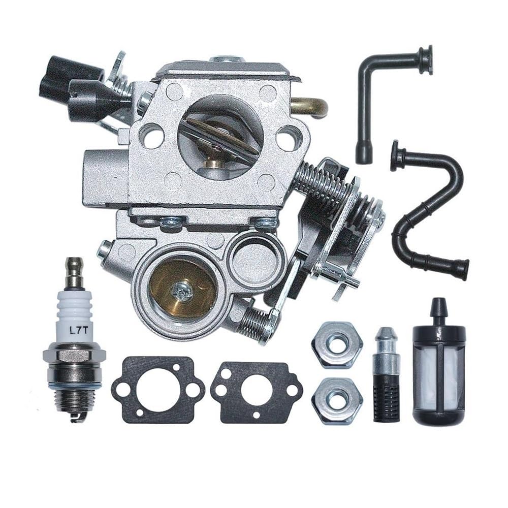 Herramientas de jardín Kit de carburador, Filtro de Combustible, Manguera, bujía y Tuerca for Motosierra MS362 MS362C (reemplazo WTE-8-1 1140-120-0600)