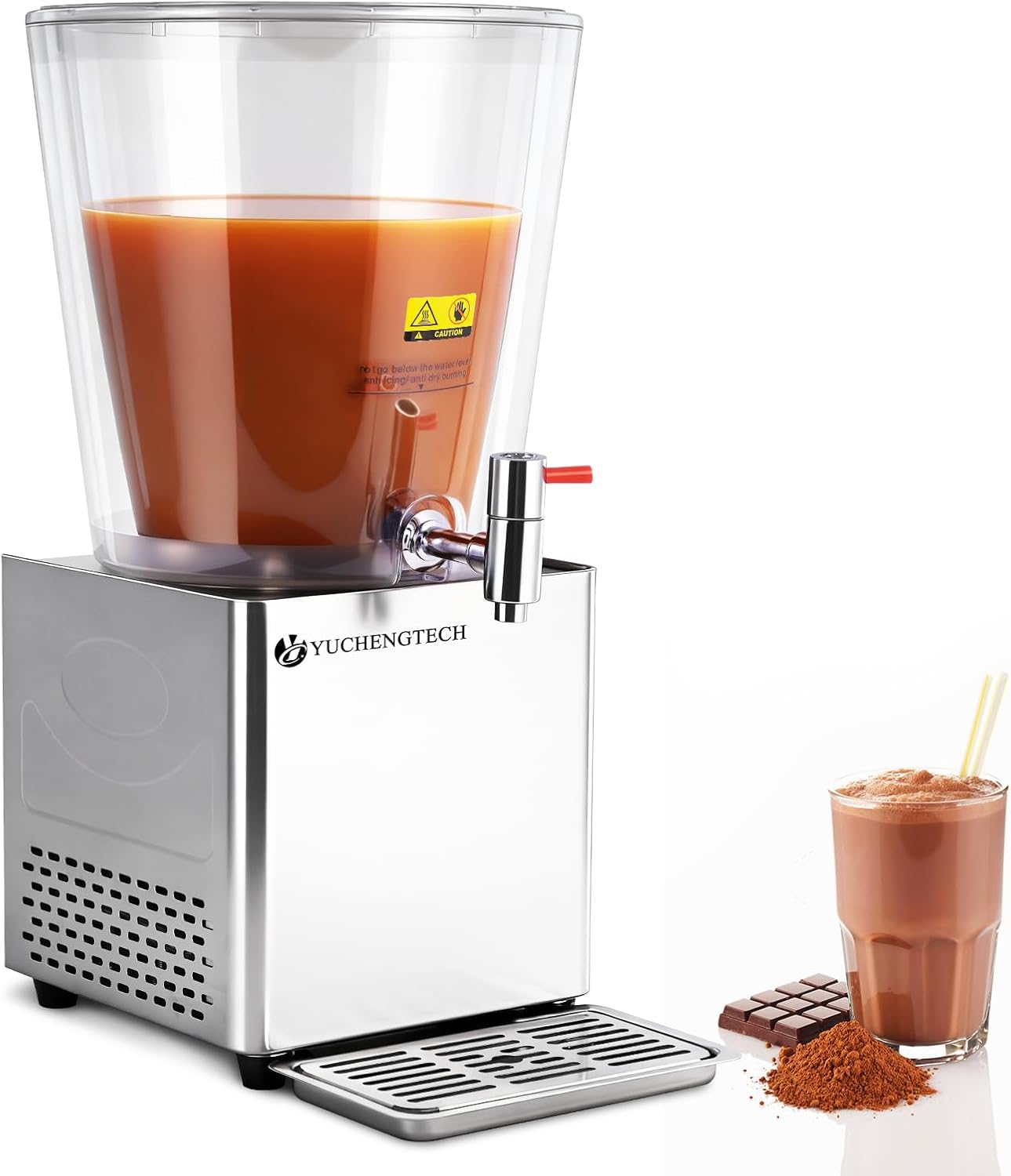 yuchengtech 10l commercial hot chocolate machine maker heating hot chocolate beverage dispenser warmer for mixer heating cocoa coffee milktea juice drinkes (heating, 1, count)