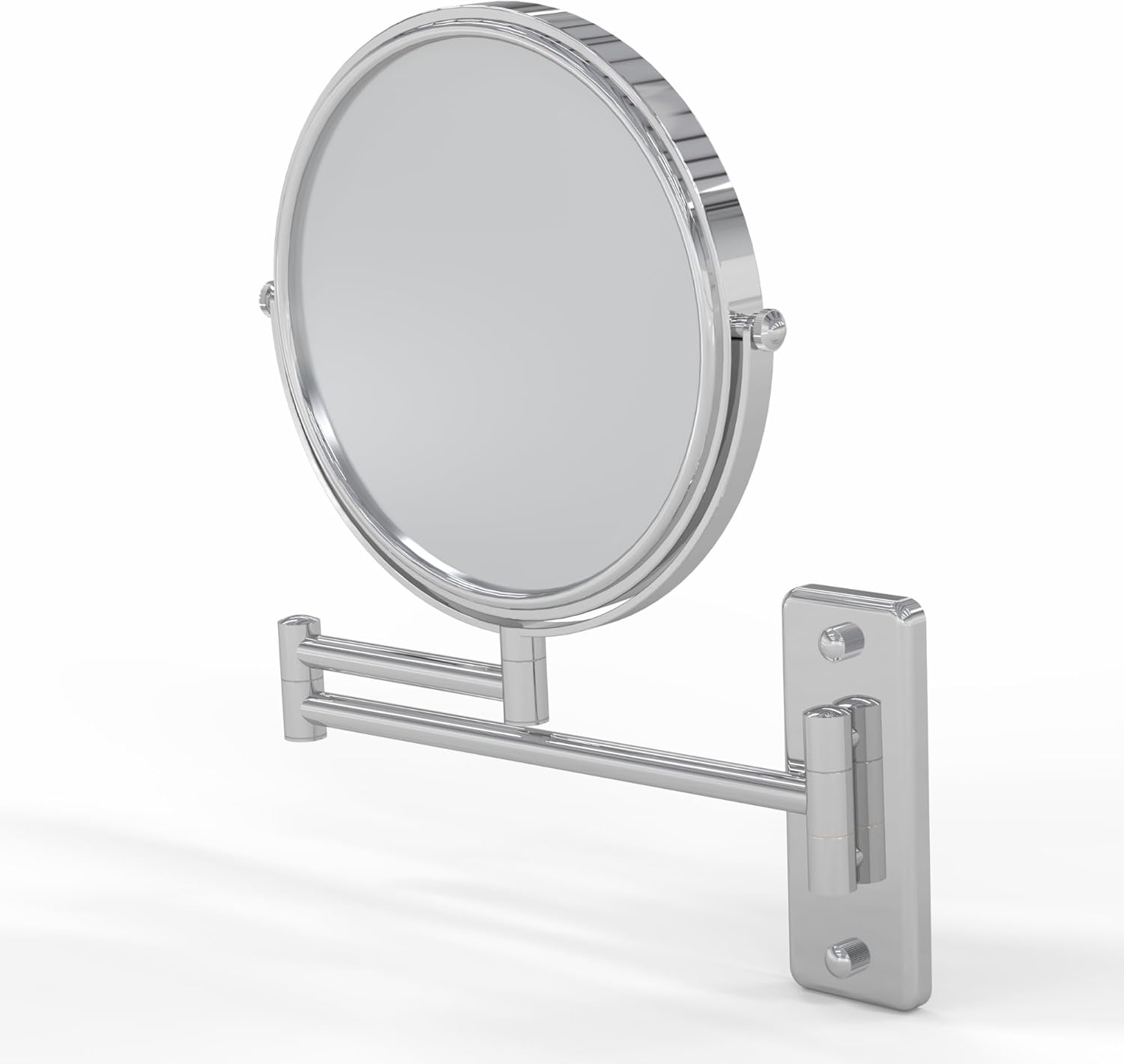 Aptations 7.75" Double Sided Mirror - 1X & 5X Magnification | Wall Mount with 13" Arm Extension | Concealed Mounting Hardware| Decorative Makeup Mirror for Bedroom & Bathroom (Chrome)