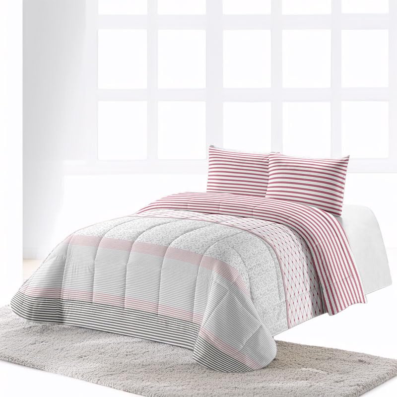 Rufino Díaz Edredón Invierno Last Estampado 350g + Funda Cojín - Rosa, 135 cm