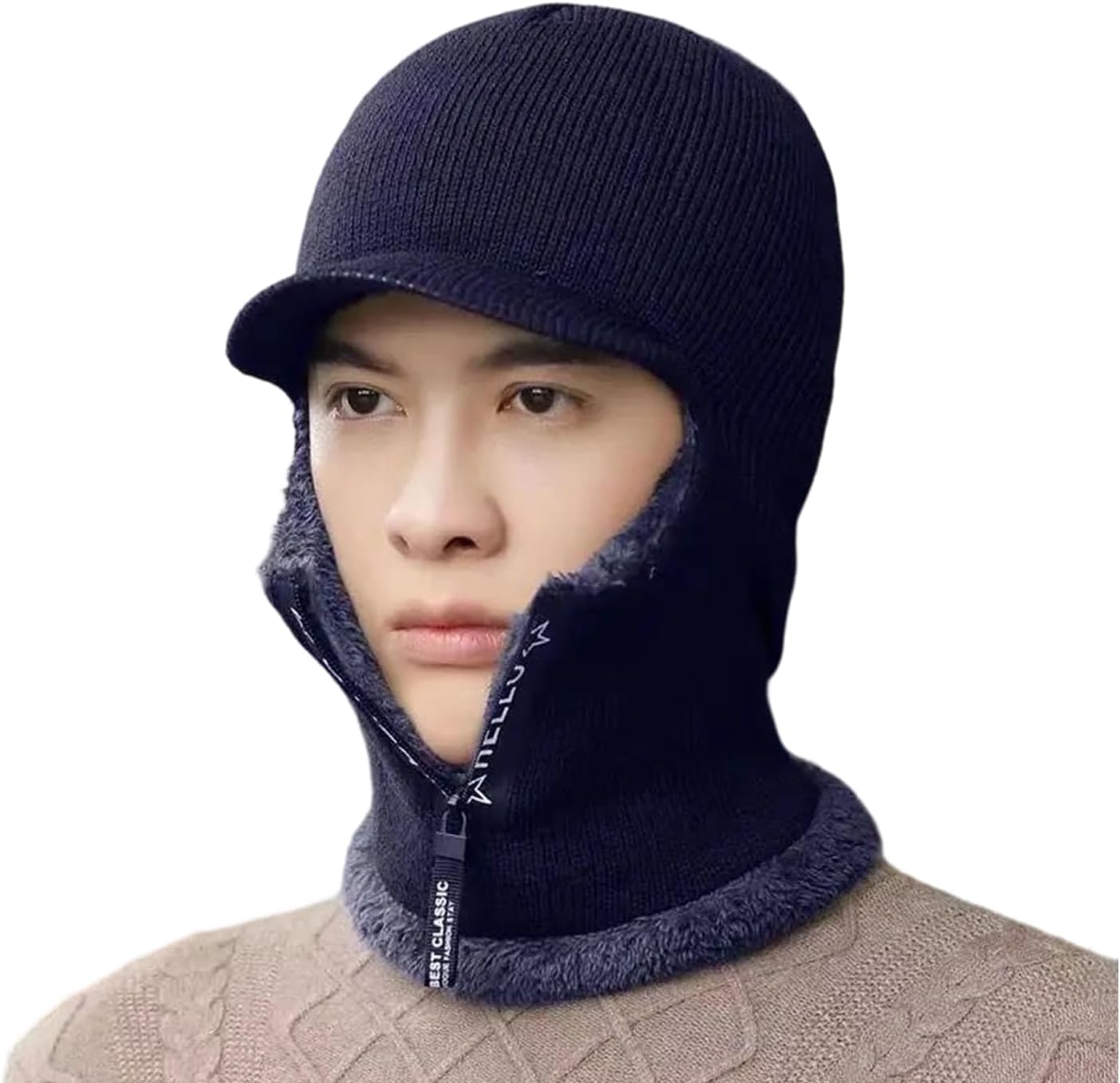 Hat Neck Gaiter Combo Plush Furry Liner Stylish Windproof Thick Insulate Headwear for Men Women Trapper Hat Winter Ear Flap