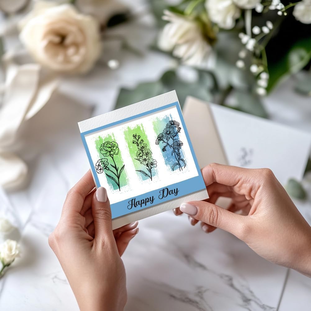 CHGCRAFT Birthday Month Flowers Clear Stamps Flowers Transparent Stamps Silicone Clear Stamp Seals for DIY Scrapbooking Photo Album Decoration, 4.3x6.3 inch
