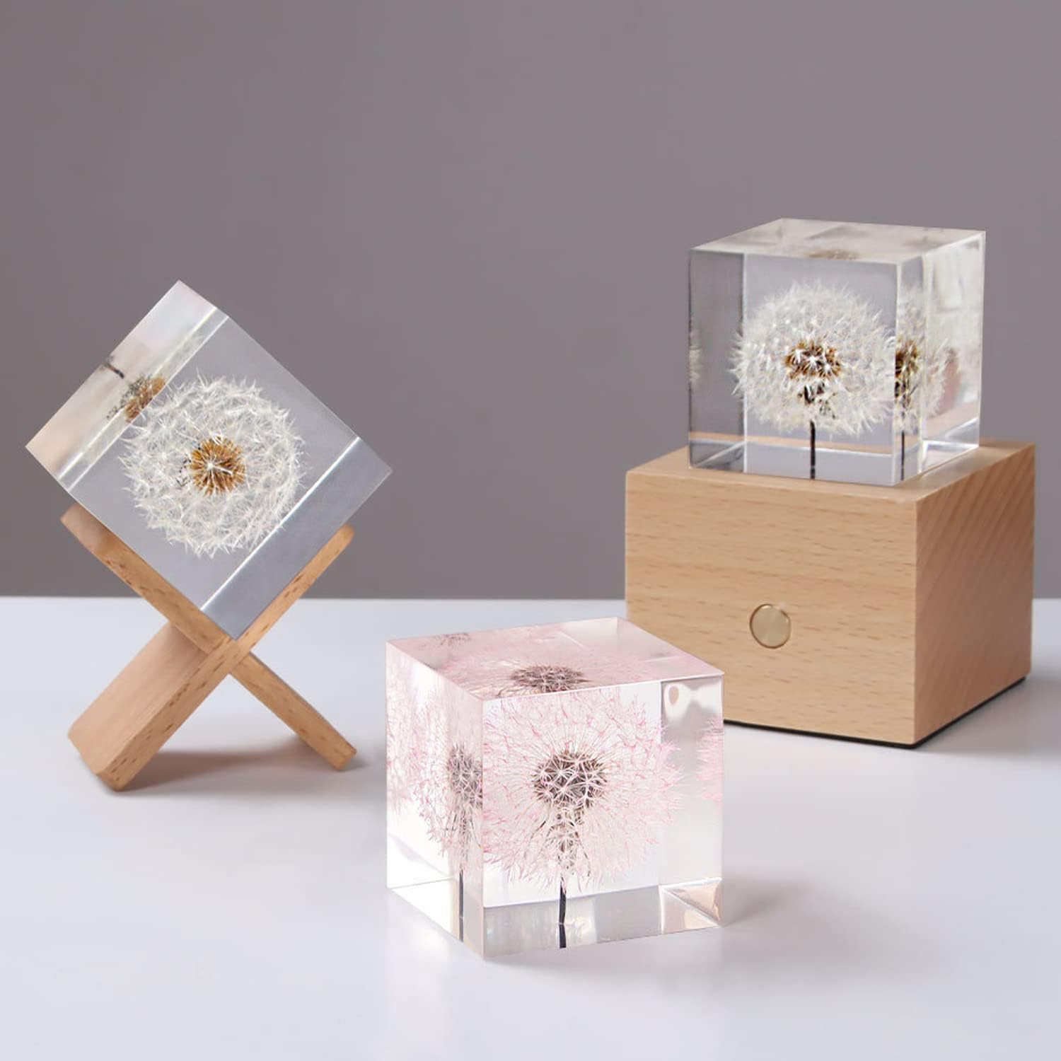RESINWORLD Set of 4, 3", 2", 1.5", 1", 0.5" Clear Silicone Cube Molds, Large Deep Square Epoxy Resin Mold, Transparent Cube Silicone Molds for Resin Casting