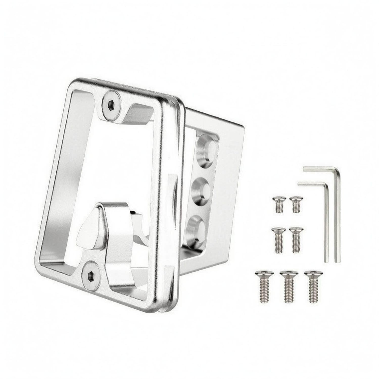 6061 Aluminum Cycle Front Rack Mounting Bracket Anodized Finish Folding Bike Rack Bracket CNC-Cut Quick Release Fork Mount Rigid Square Frame for Head Tube, Silver-image-31
