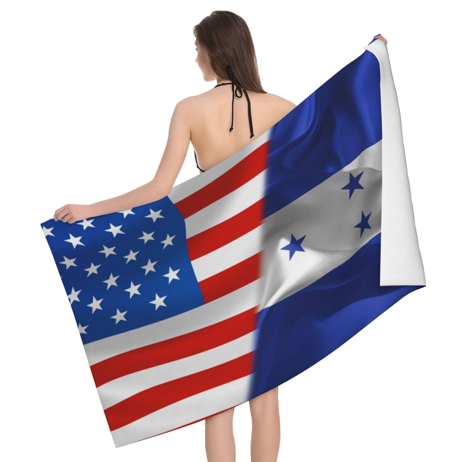 HLBSDM Microfiber America Flag and Honduras Flag Beach Towel Quick Dry Soft Sand Free Beach Towels for Pool Swim Beach Lightweight Thin Towels
