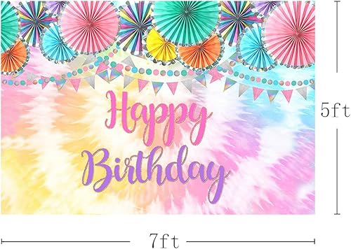 Miniatura 3 de MEHOFOND Telón de fondo de fotos de cumpleaños con diseño de teñido anudado, decoración de fiesta mexicana para niñas, decoración de fiesta de