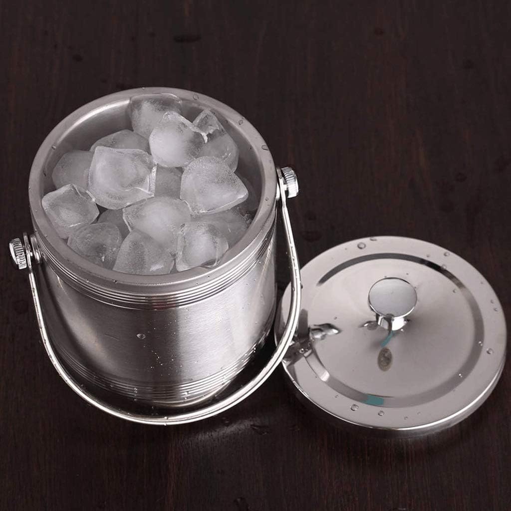 ice Bucket, Ice Bucket Double Loop Thread Insulation with Lid Ice Bucket Insulation Bucket Ice Bucket, Stainless Steel Ice Bucket Double Bar Ice Bucket