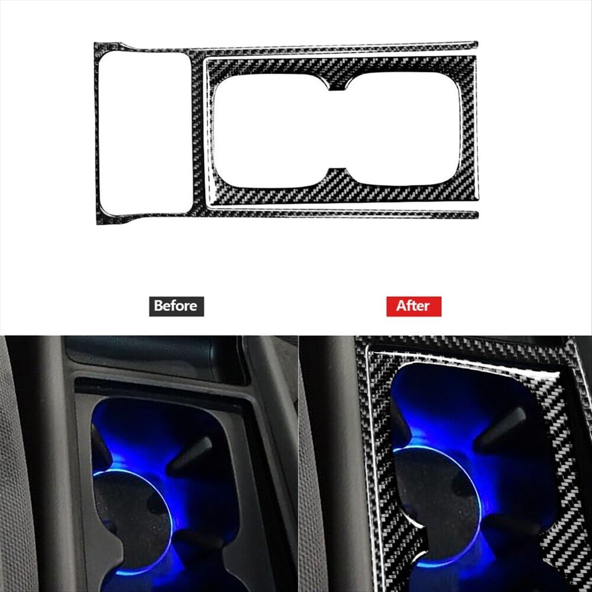 Innenraum-Styling-Abdeckung 2-teilige Blende Für Die Getränkehalter-Konsole Aus Carbonfaser Dekor Für Civic 8Th 2006 2007 2008 2009 2010 2011