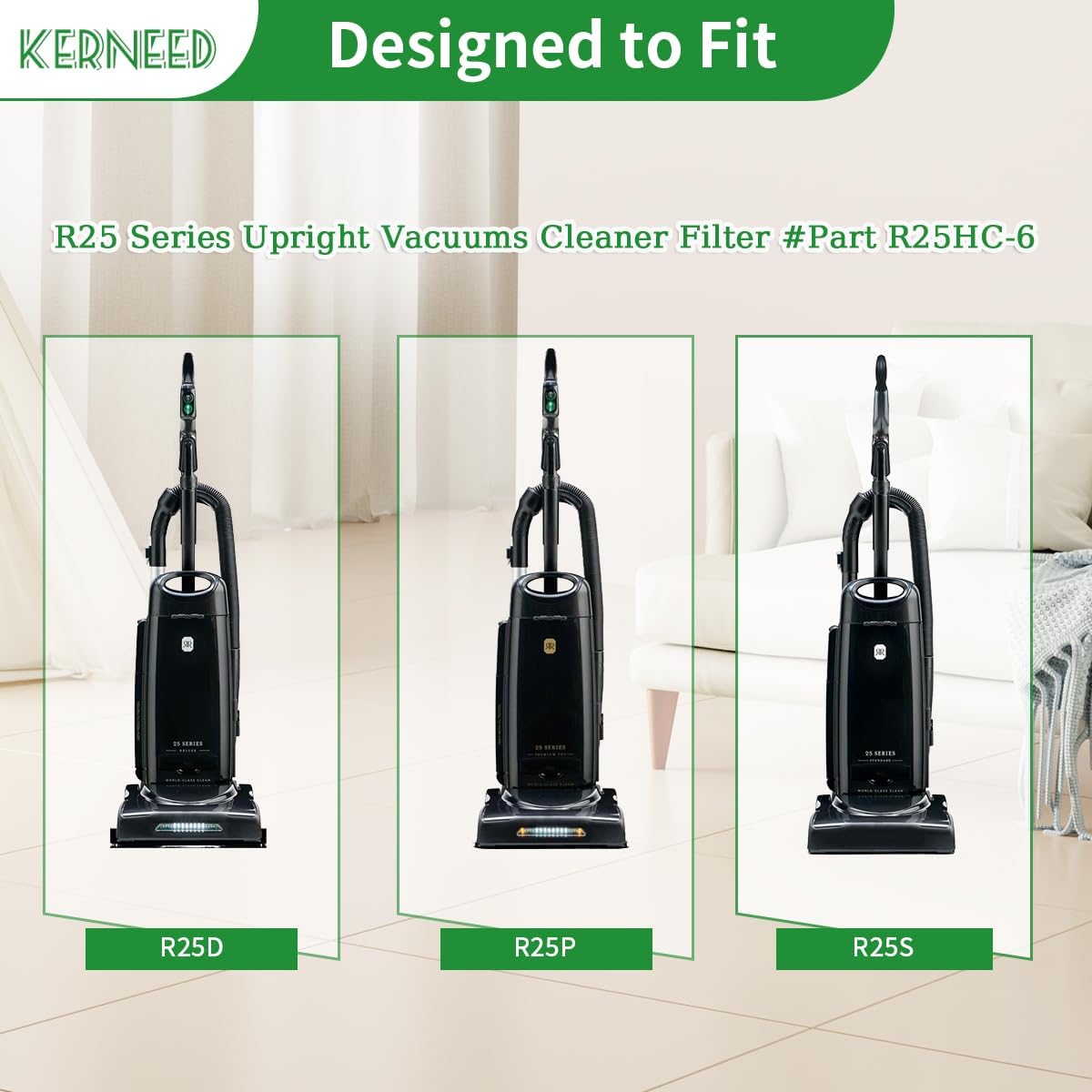 8 Pack HEPA R25 Vacuum Cleaner Bags Compatible for Riccar R25 Series R25S, R25D, R25P Upright Vacuums, #Part R25HC-6