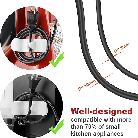 8Pack Kitchen Appliance Cord Winder, Cord Organizer for Kitchen Appliance for Coffee Maker,Pressure Cooker,Toaster,Blender,Air Fryer, Kitchen Aid Ice Shaver Cord Wrap Cord Holder Appliance Organizer