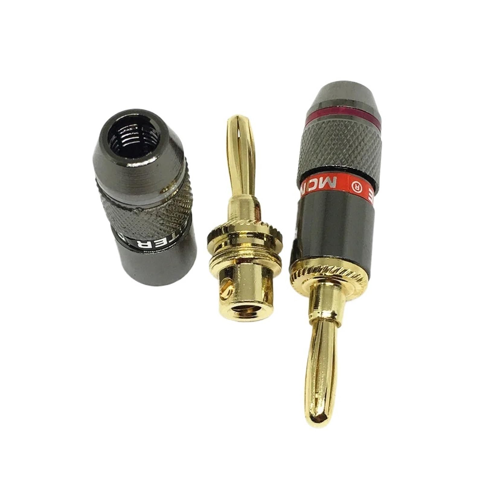 100 pezzi 4mm Banana Jack Spina maschio for cavo altoparlante audio Terminale di collegamento Connettori Presa a banana(Red