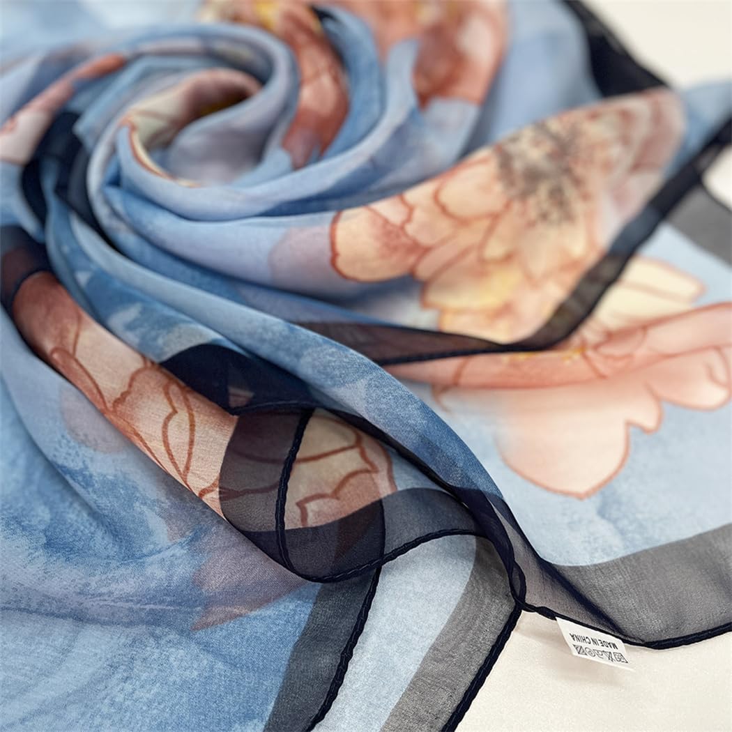 MINIDORA Lightweight Scarves for Women Elegant Floral Pattern Scarf Shawls Sunscreen Head Shawls image 3