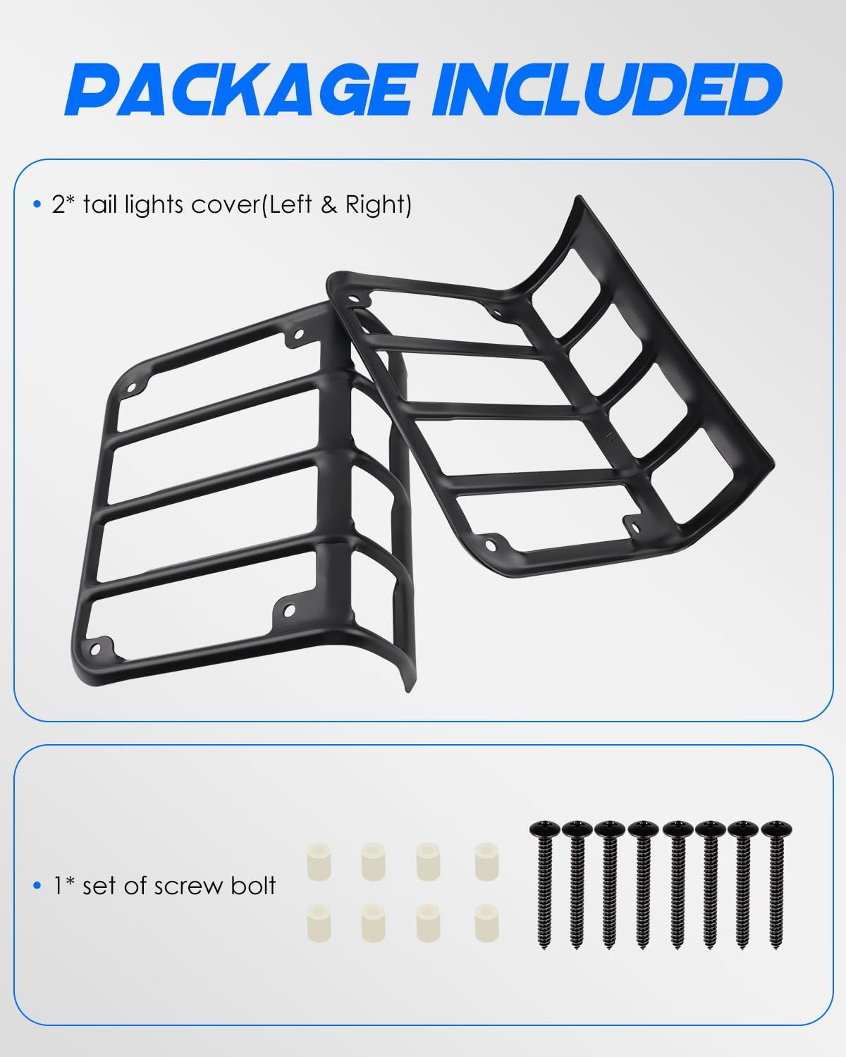 JK Tail Light Covers for Jeep Wrangler, Wrangler Rear Taillight Guard Metal JK Rear Lamp Protector Compatible with Jeep Wrangler JK & JKU 2007-2018, Black