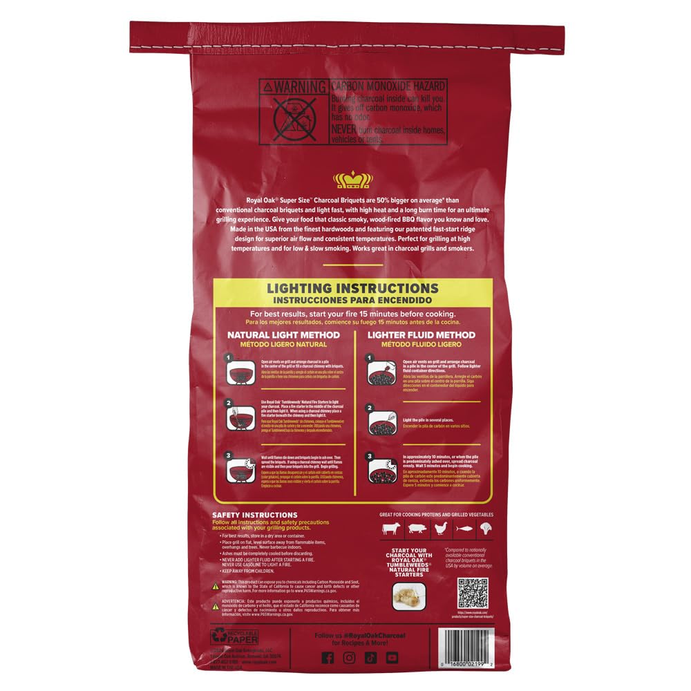 Royal Oak 800002199 Super Size Charcoal Briquets, 14 Lb. - Quantity 1