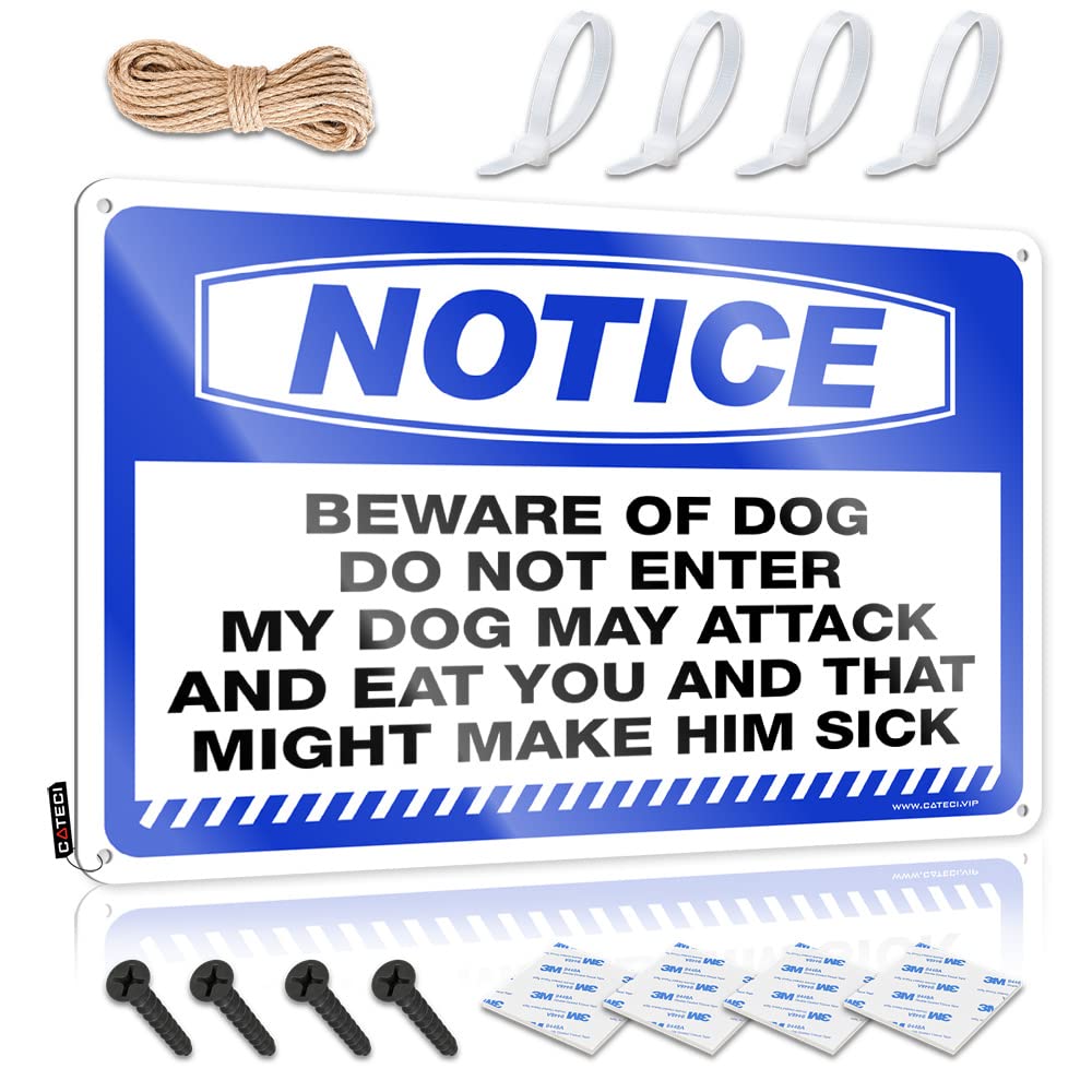 Tapestry Matal Sign Valentine's Day Gift | Notice Beware Of Dog Do Not Enter My Dog May Attack Summer Standing Decoration(30X40CM)