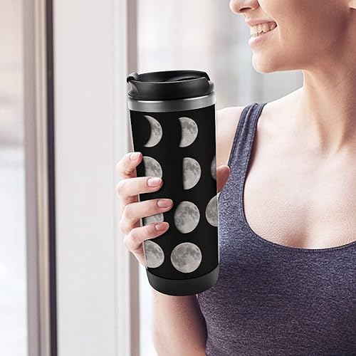 Miniatura 5 de Moon Phases - Taza de café de viaje de acero inoxidable, vaso de doble pared con tapa, regalo para hombres y mujeres, 13 onzas