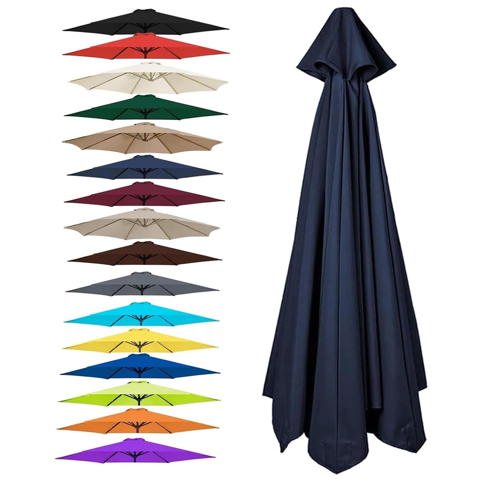 Housse de rechange pour parasol de jardin 6 baleines bleu marine 3m imperméable