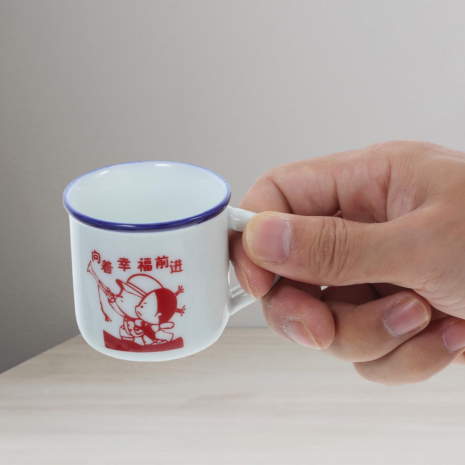 SHINEOFI 6 Stück Pack Vintage Emaillebecher aus Hitzebeständiger Emaille Unzerbrechliche Haushalts Wasserbecher mit Ausreichend Fassungsvermögen für Kaffee Tee und Heißgetränke