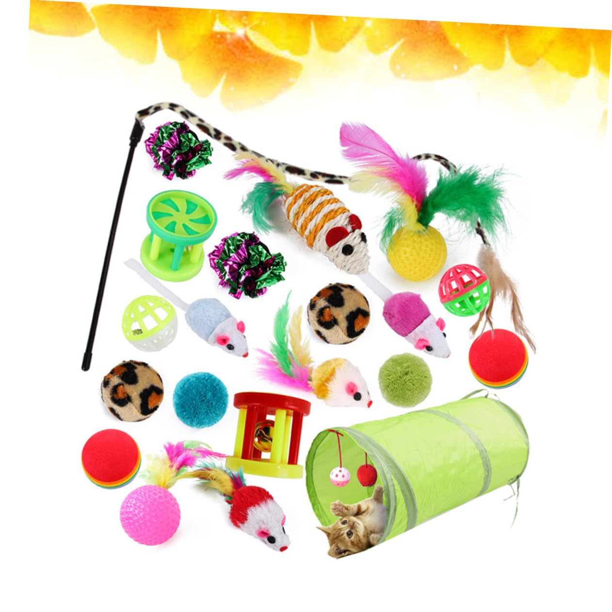 FOMIYES 42stücke Teiliges Katzen-spielzeugset Mit Teaser-Stick Interaktive Spielzeuge Für Katzen Fördert Spiel Und Langlebige Materialien Für Stundenlangen Spaß