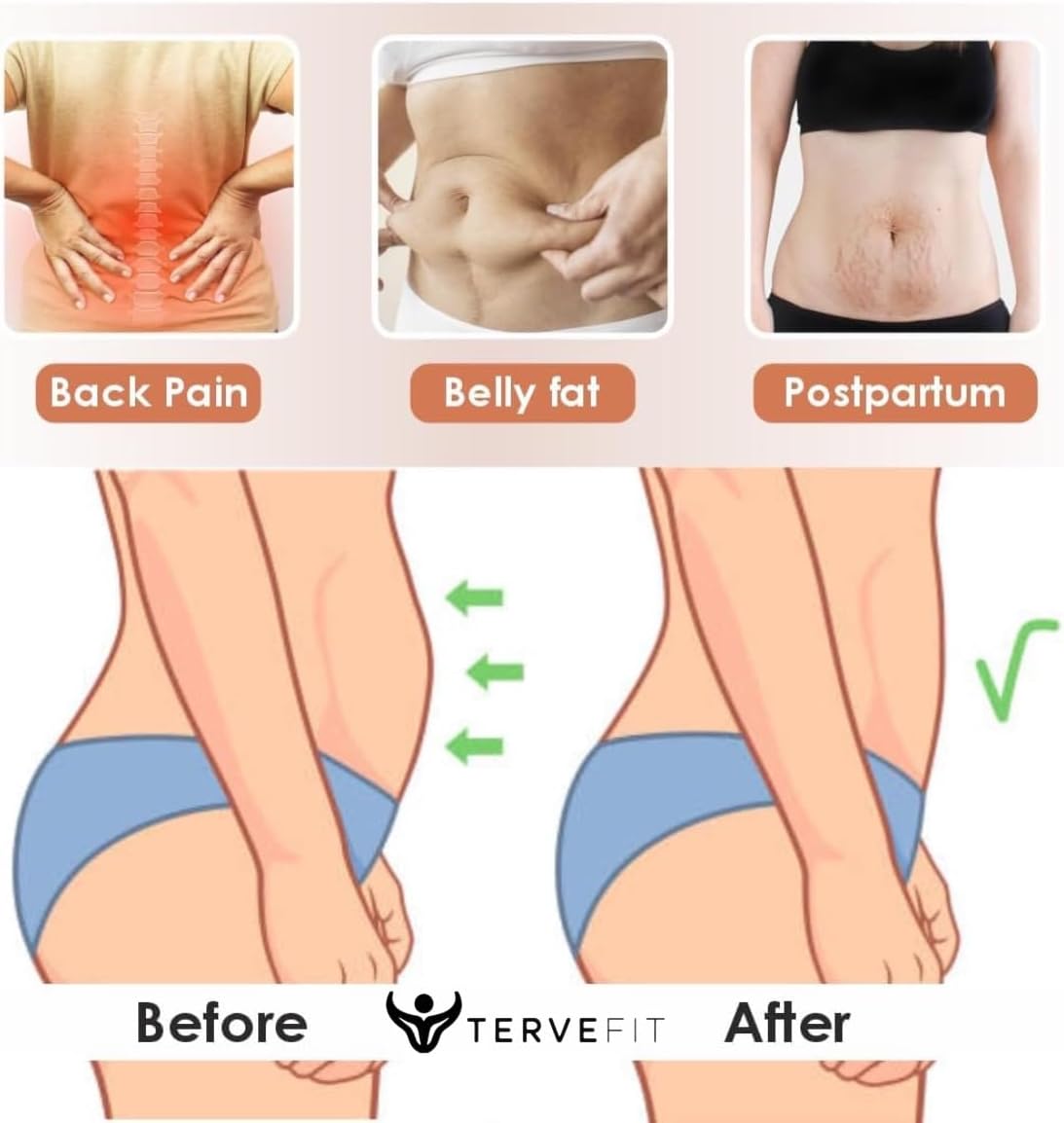 TerveFit Waist Trainer for Women Trimmer Belt Waist Cincher Tummy Wrap Plus Size Snatch Me Up Bandage Body Shaper Black - Image 4