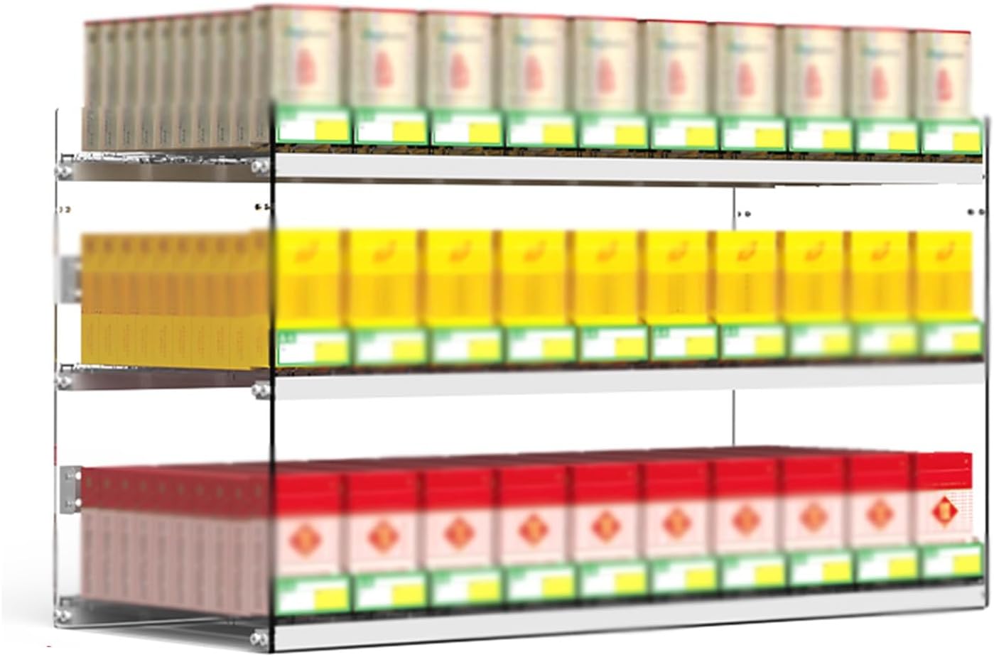 Wall-Mounted Acrylic Cigarette Display Cabinet with Auto Pusher - Retail Cigarette Rack Shelf Showcase for Easy Access (Clear, 85.5x28.4x38.5-41cm)