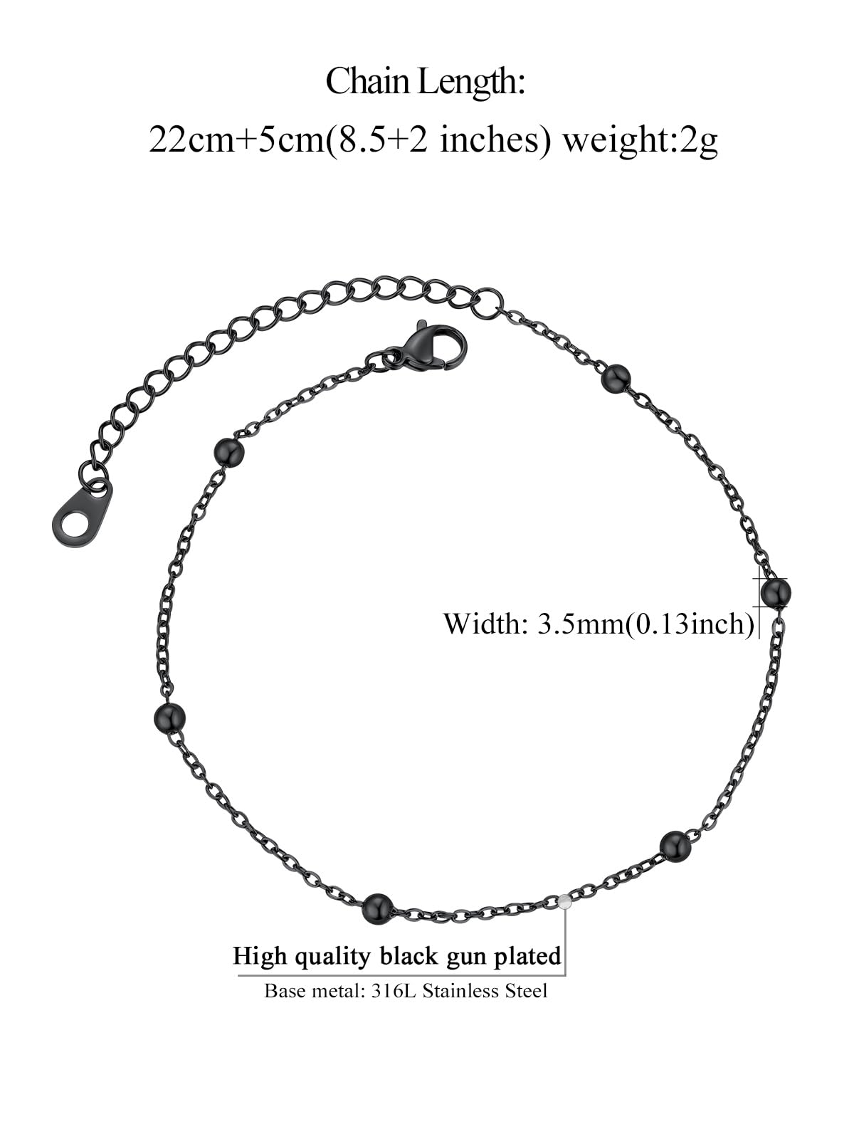 FindChic Tobillera Mujer Pulsera de Cadena Eslabones Acero Inoxidable Pulseras para Tobillo Tobillera para Verano Playa 22cm+5cm