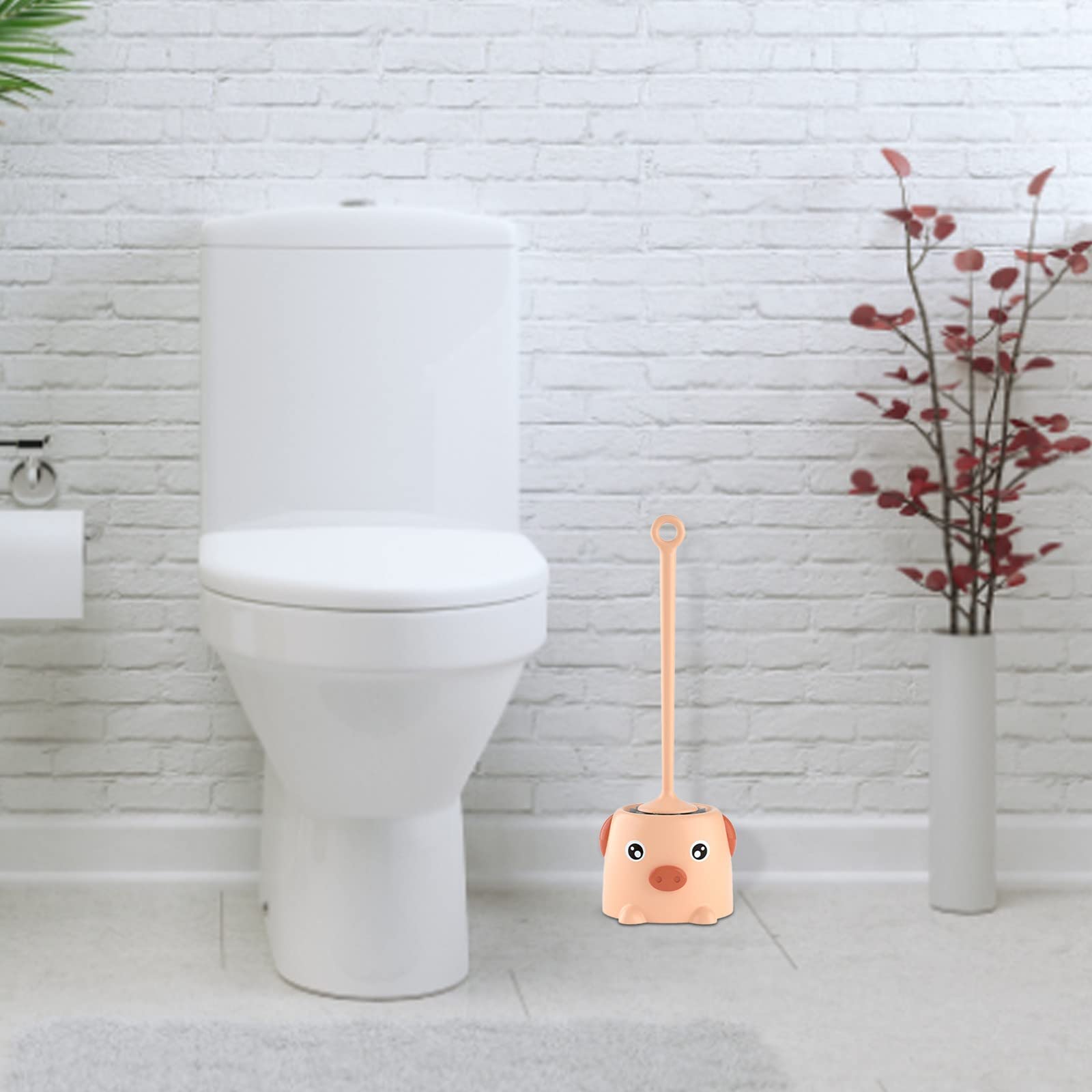 HOMEASY Scopino WC con Supporto in Acciaio Inox, Spazzolino WC ad Asciugatura Rapida con Base
