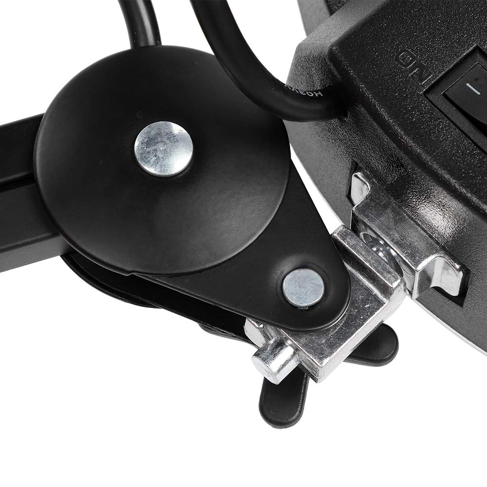 Fafeicy Lupenleuchte Zum Anklippen, LED-Lupenlampe, 5-Fach, Schwarz, Klemmleuchte Zum Lesen, Sticken, Gravieren, Nähen, Schmuck, Reparatur und Kleine Elektronikarbeiten