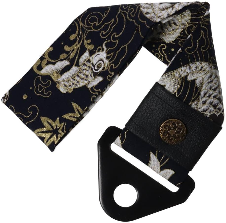 BYOBYO Black Ancient Japanese Antiquity Element Tow Strap with Combination of Koi Traction Rope,Car Front Bumper Tow Strap for Decorative Trailer Belt