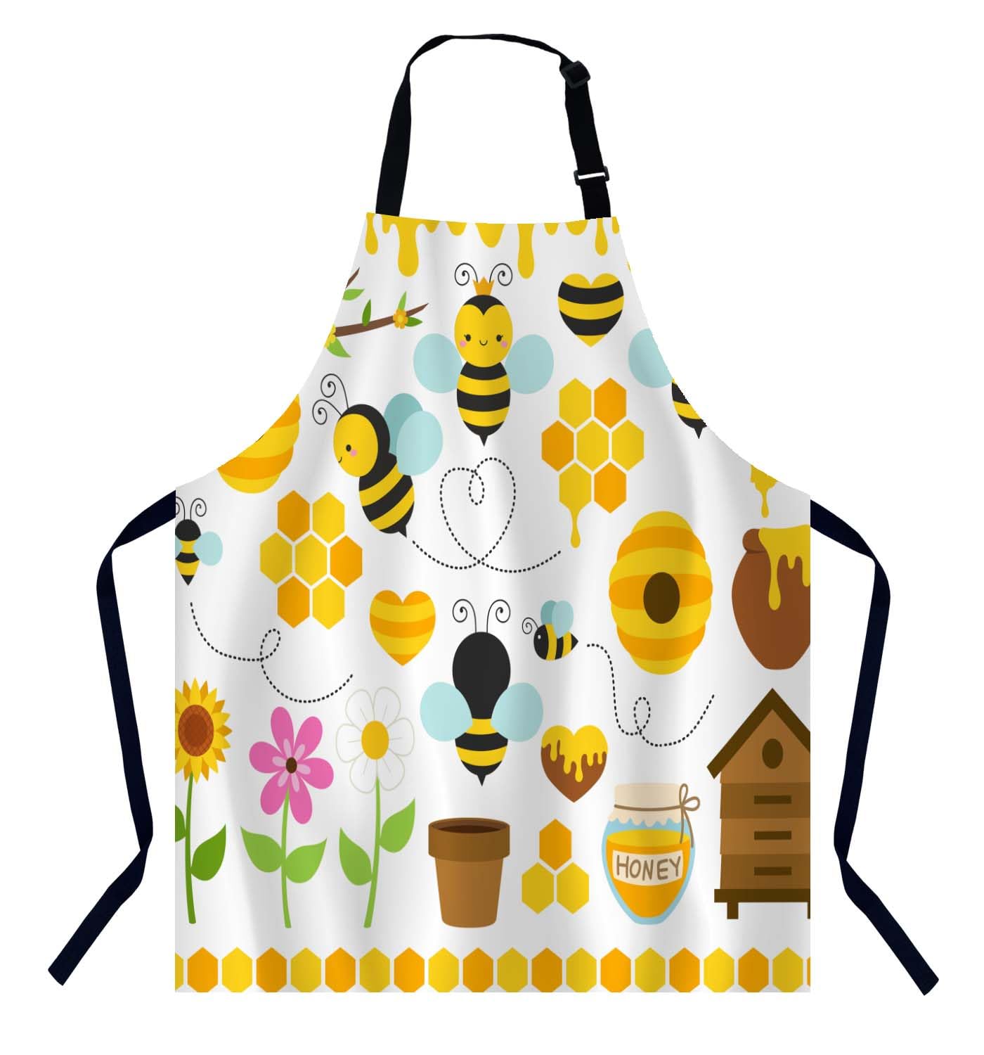 Bgbdeia Men's Honey Bees Apron Adjustable Neck Bib Apron For Wo,Suitable For Kitchen Cooking Waitress Chef Apron